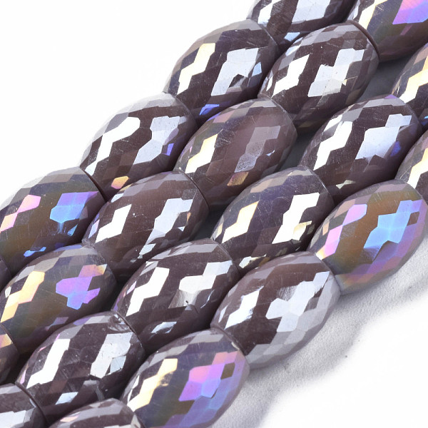 

PandaHall Electroplate Glass Beads Strands, AB Color Plated, Faceted, Oval, Rosy Brown, 11x8mm, Hole: 1.2mm, about 60pcs/strand, 26.38 inch...