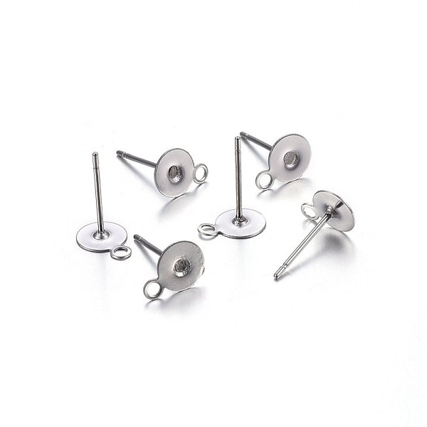 

PandaHall 304 Stainless Steel Stud Earring Findings, with Loop, Flat Round, Stainless Steel Color, 12x6x0.4mm, Hole: 1.5mm, Pin: 0.8mm 304...