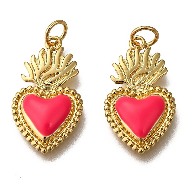 

PandaHall Golden Tone Brass Enamel Pendants, with Jump Rings, Long-Lasting Plated, Heart, Deep Pink, 22x12x3mm, Hole: 3.5mm Brass+Enamel...