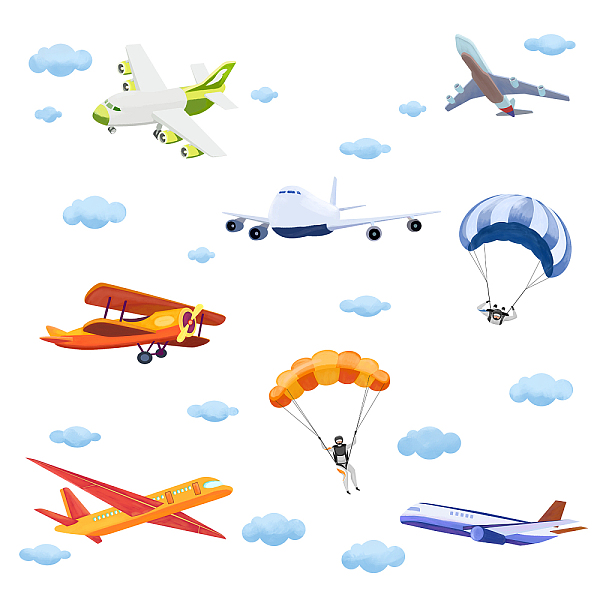 

PandaHall SUPERDANT Watercolor Cartoon Airplane Parachute Wall Decals Clouds Skydive Wall Stickers Boy's Room Wall Decor for Kids Bedroom...