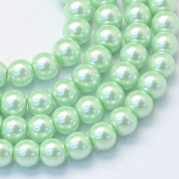 

PandaHall Baking Painted Pearlized Glass Pearl Round Bead Strands, Pale Green, 8~9mm, Hole: 1mm, about 105pcs/strand, 31.4 inch Glass Round...