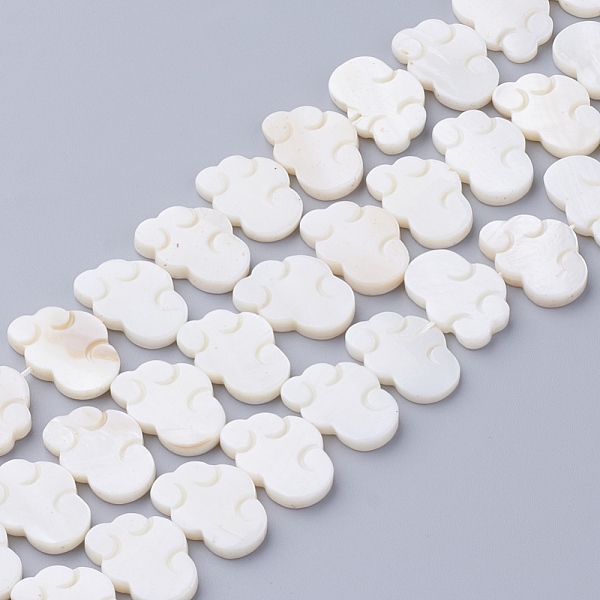 

PandaHall Natural White Shell Beads, Mother of Pearl Shell Beads, Cloud, Seashell Color, 14x20x3mm, Hole: 1mm White Shell Cloud