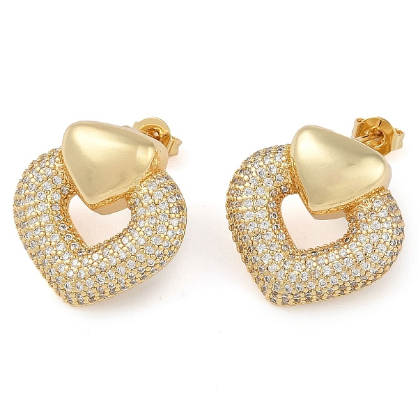 Aretes de corazón con circonitas cúbicas transparentes