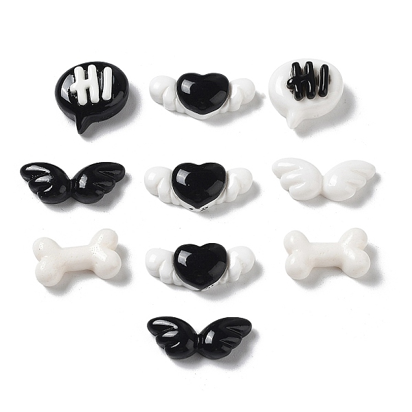 

PandaHall Opaque Resin Cabochons, Heart & Wing & Bowknot, Mixed Shapes, Black, White, 12.5~18x8~12.5x4~6.5mm Resin Mixed Shapes White
