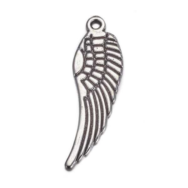 PandaHall Tibetan Style Alloy Pendants, Lead Free and Cadmium Free, Wing, Antique Silver, 30x9x1.5mm, Hole: 1mm Alloy Wing