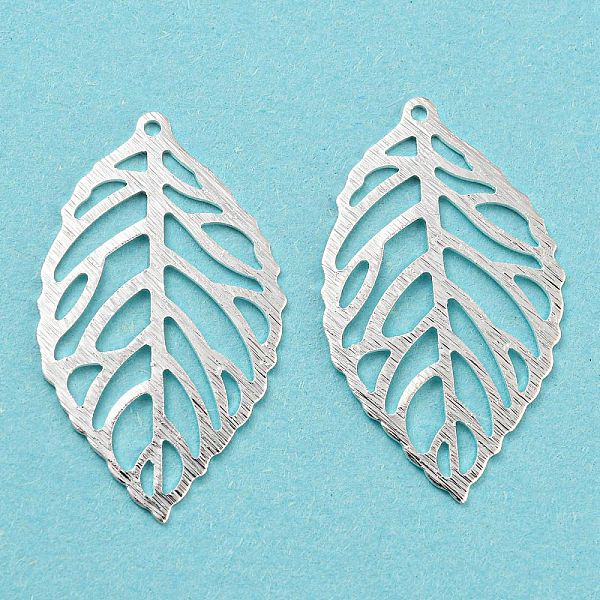 

PandaHall Eco-friendly Brass Pendants, Cadmium Free & Lead Free, Hollow, Leaf Charm, 925 Sterling Silver Plated, 27x16x0.5mm, Hole: 1mm...