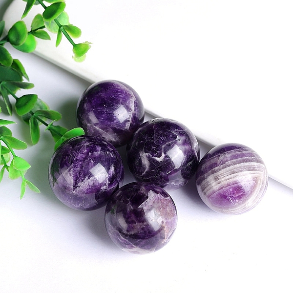 

PandaHall Natural Amethyst Crystal Ball, Reiki Energy Stone Display Decorations for Healing, Meditation, Witchcraft, 16~18mm Amethyst Round