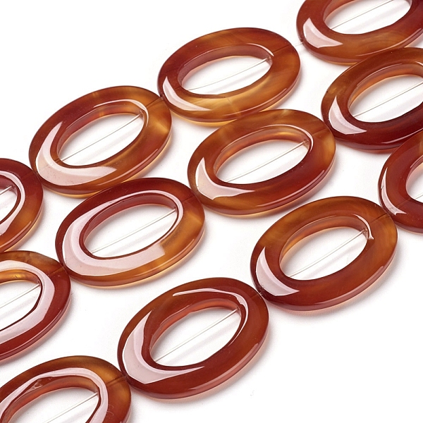 

PandaHall Natural Agate Beads Strands, Bead Frame, Dyed & Heated, Oval, 35x25x5mm, Hole: 1.5mm, about 11pcs/strand, 14.96 inch(38cm) Natural...