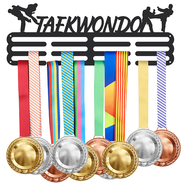 

PandaHall SUPERDANT Taekwondo Medal Hanger Display Holder Sports Iron Hook Rack Frame for over 60+ Race Metal Medal Wall Hanger for..., Black