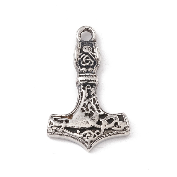 

PandaHall 304 Stainless Steel Pendant, Thor's Hammer, Antique Silver, 27x16x3.5mm, Hole: 2mm 304 Stainless Steel Others
