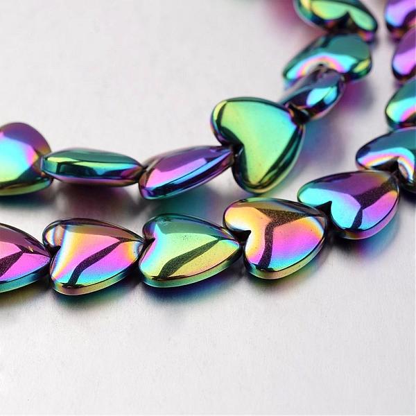 

PandaHall Electroplate Non-magnetic Synthetic Hematite Bead Strands, Heart, Multi-color Plated, 12x12x4mm, Hole: 1mm, about 38pcs/strand...