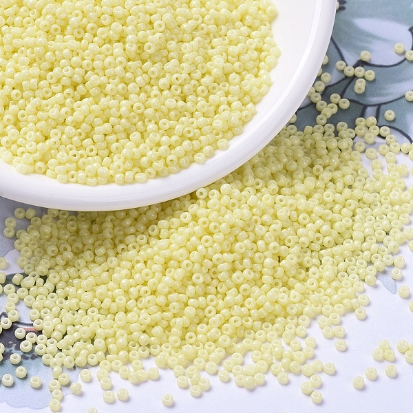 

PandaHall MIYUKI Round Rocailles Beads, Japanese Seed Beads, (RR4451) Duracoat Dyed Opaque Light Lemon Ice, 11/0, 2x1.3mm, Hole: 0.8mm..., Yellow