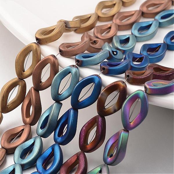 

PandaHall Electroplate Non-magnetic Synthetic Hematite Bead Strands, Frosted, Mixed Color, 16x10x4mm, Hole: 1mm, about 26pcs/strand, 15.7...