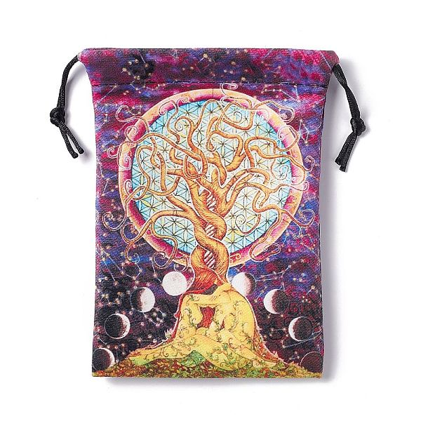 

PandaHall Velvet Jewelry Drawstring Pouches, Rectangle Gift Bags for Tartot Cards Storage, Tree of Life Pattern, 18x14cm Velvet Tree of Life