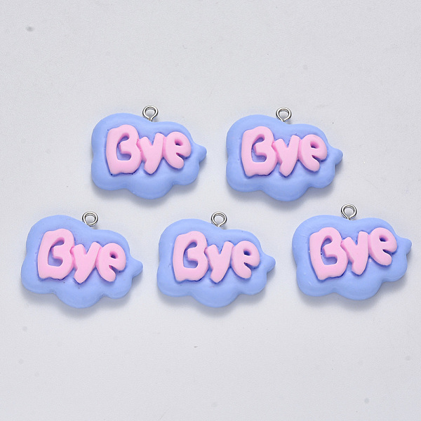 

PandaHall Resin Pendants, with Iron Loop, Platinum, Bye, Cornflower Blue, 24x28x6mm Iron+Resin Nuggets Blue