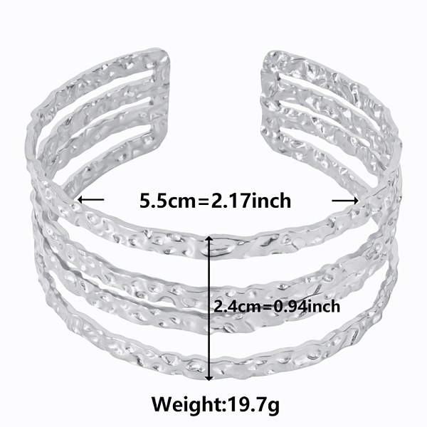 

PandaHall Vintage Hammered 304 Stainless Steel Cuff Bangles for Women Stainless Steel