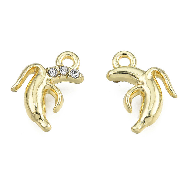 

PandaHall Rack Plating Alloy Charms, with Crystal Rhinestone, Banana, Cadmium Free & Nickel Free & Lead Free, Light Gold, 12.5x8x3mm, Hole..., Clear