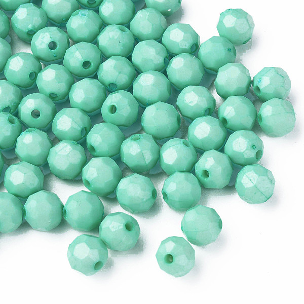 

PandaHall Opaque Acrylic Beads, Faceted, Dyed, Round, Turquoise, 10mm, Hole: 2mm, about 1050pcs/500g Acrylic Round Green