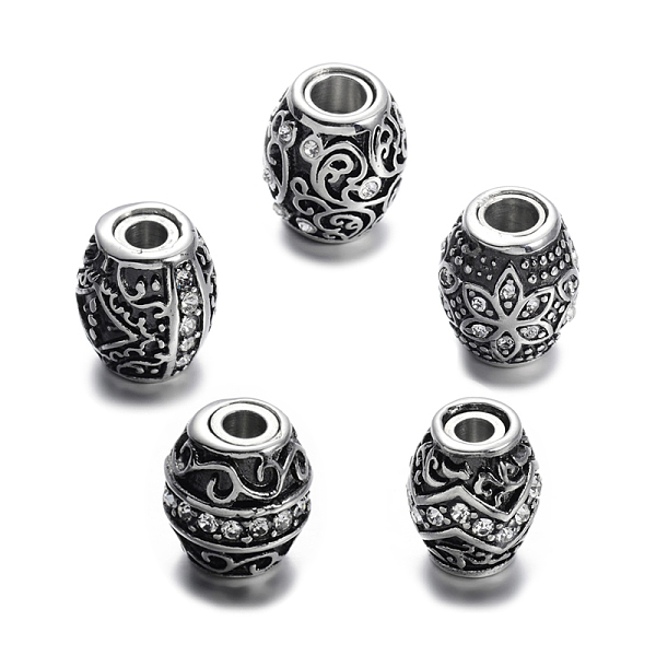 

PandaHall Mixed Shape Retro Carve 304 Stainless Steel Rhinestone Barrel Magnetic Clasps with Glue-in Ends, Antique Silver, Crystal..., Clear