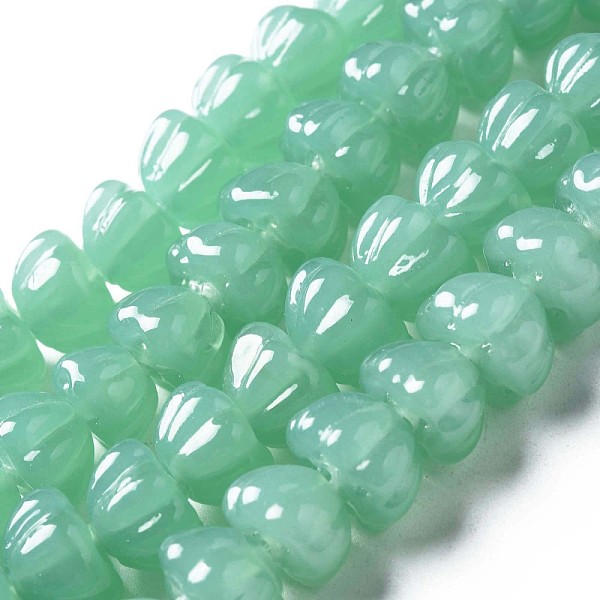

PandaHall Handmade Lampwork Beads Strands, Pumpkin, Pale Turquoise, 11~12x7~8mm, Hole: 1.6mm, about 60pcs/strand, 17.13 inch~18.70 inch...