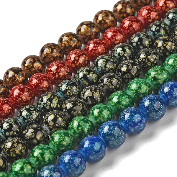 

PandaHall Baking Painted Glass Bead Strands, Round, Mixed Color, 10x9.5mm, Hole: 1.5mm, about 38pcs/strand, 14.17''(36cm) Glass Round..., Multicolor