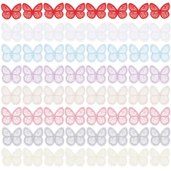 

PandaHall GORGECRAFT 64Pcs 8 Colors Butterfly Lace Trim Embroidery Butterflies Appliques Sew Iron On Patch Organza Patches Sewing Fabric..., Multicolor