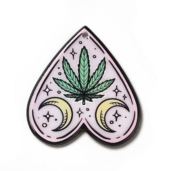 

PandaHall Weed Pattern Theme Printed Acrylic Pendants, Heart, 38x34.5x2.5mm, Hole: 1.8mm Acrylic Heart Purple