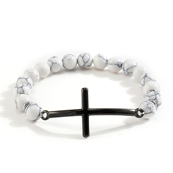 Braccialetti Elastici Con Perline Di Howlite Naturale Per Donne E Uomini