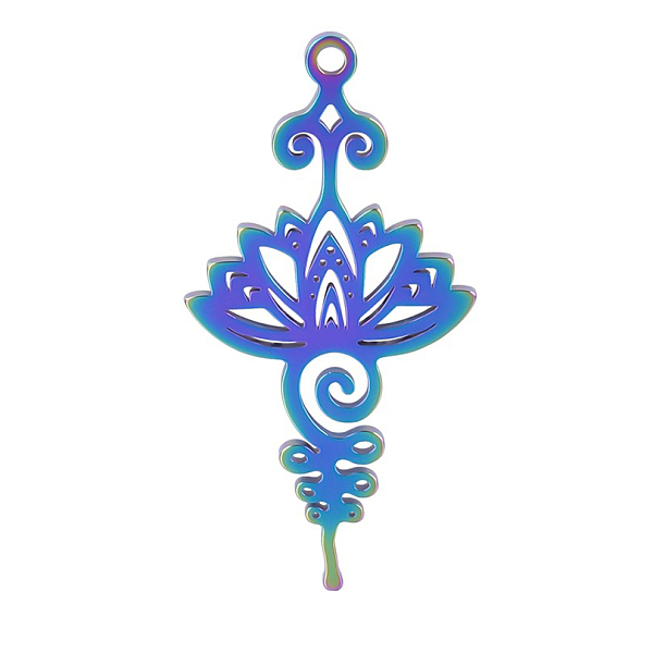 

PandaHall Stainless Steel Pendants, Lotus Charms, Rainbow Color, 34x17x1.5mm, Hole: 1.2mm Stainless Steel Flower