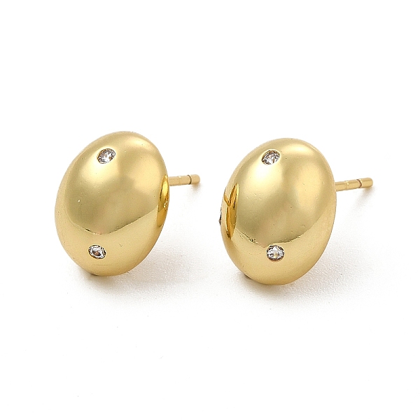 

PandaHall Cubic Zirconia Oval Stud Earrings, Real 18K Gold Plated Brass Jewelry for Women, Cadmium Free & Lead Free, Clear, 12x10mm, Pin...