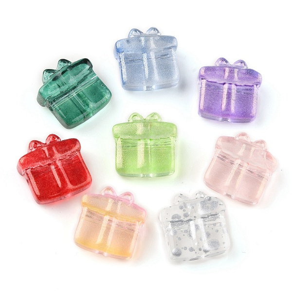 

PandaHall Transparent Glass Beads, with Glitter Powder, Gift Box, Mixed Color, 13.5~14x13.5x7mm, Hole: 1mm Glass Box Multicolor