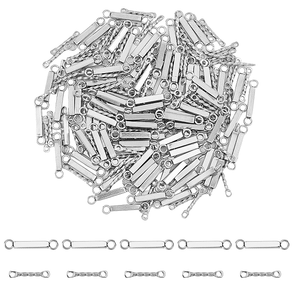 Dicosmetic 200 個 2 スタイルロングバーペンダントリンクバーチャームコネクタツイスト/立方体リンクコネクタ長い垂直長方形コネクタジュエリー作成のためのステンレス鋼コネクタ