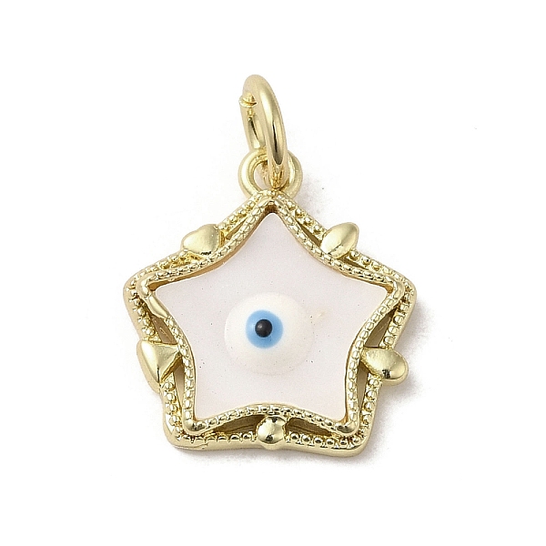 

PandaHall Evil Eye Enamel Shell Pendants, Brass Star Charms with Jump Rings, Real 18K Gold Plated, White, 17x15x3.6mm, Hole: 3.7mm Shell...