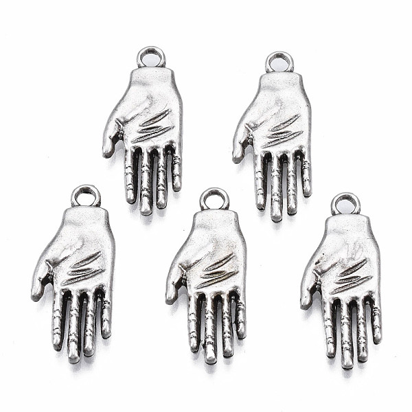 

PandaHall Tibetan Style Alloy Pendants, Cadmium Free & Nickel Free & Lead Free, Palm, Thailand Sterling Silver Plated, 21.5x9x2mm, Hole...