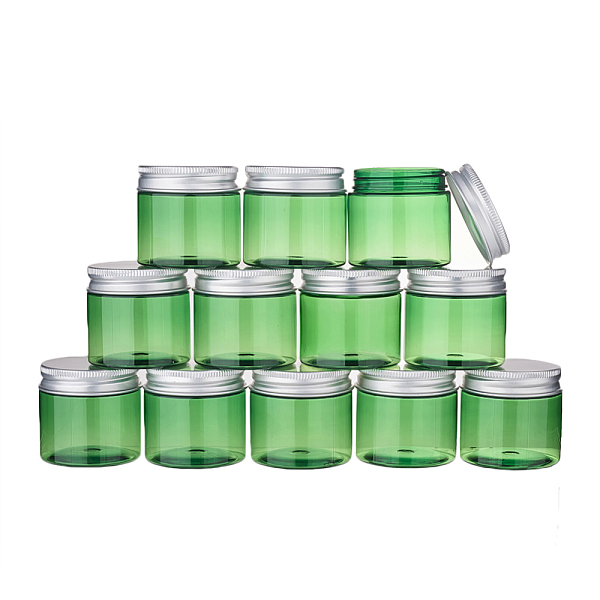 PandaHall Plastic Cosmetics Cream Jar, Empty Portable Refillable Bottle, with Aluminum Cap, Green, 4.95x4.8cm, Capacity: 50g Plastic Bottle...