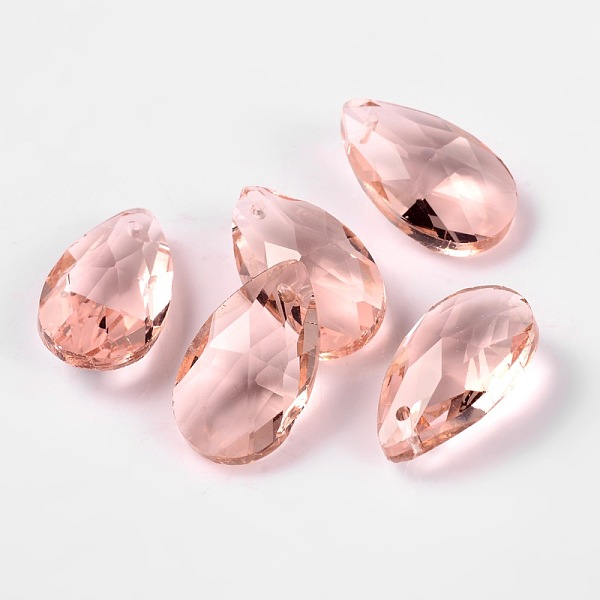 

PandaHall Faceted Teardrop Glass Pendants, Light Coral, 22x13x7mm, Hole: 1mm Glass Teardrop Red