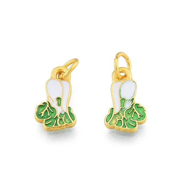 

PandaHall Alloy Enamel Charms, with Jump Rings, Matte Gold Color, Chinese Cabbage, White, 14x8x1.3mm, Hole: 3.4mm Alloy+Enamel Vegetables...