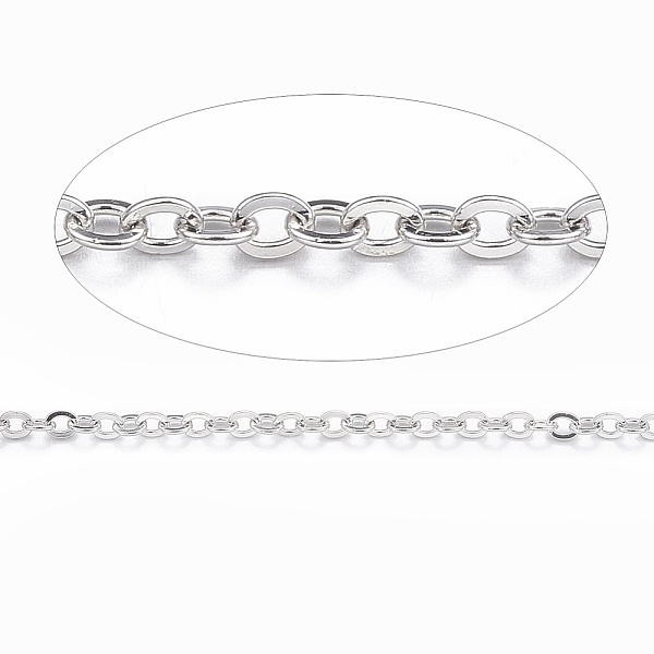 

PandaHall 304 Stainless Steel Cable Chains, Soldered, with Spool, Flat Oval, Stainless Steel Color, 1.5x1.3x0.3mm, about 10m/roll 304...