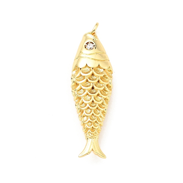 

PandaHall Brass Micro Pave Clear Cubic Zirconia Pendants, with Jump Ring, Cadmium Free & Lead Free, Fish, Real 18K Gold Plated...