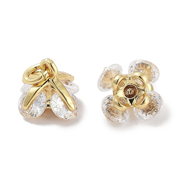 

PandaHall Brass Micro Pave Cubic Zirconia Charms, with Jump Ring, Flower, Real 18K Gold Plated, Clear, 7.5x7.5x7.5mm, Hole: 1.8mm...