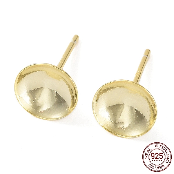 

PandaHall 925 Sterling Silver Stud Earring Findings, Flat Round Earring Settings, for Bead, with S925 Stamp, Real 18K Gold Plated, 13x8mm...
