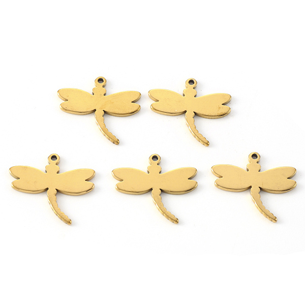 

PandaHall Vacuum Plating 304 Stainless Steel Pendants, Laser Cut, Dragonfly, Golden, 16x17x1mm, Hole: 1.2mm 304 Stainless Steel Dragonfly