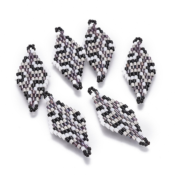

PandaHall MIYUKI & TOHO Handmade Japanese Seed Beads Links, Loom Pattern, Rhombus, Colorful, 40~41.5x16~16.7x1.7~1.8mm, Hole: 1.4~1.5mm...