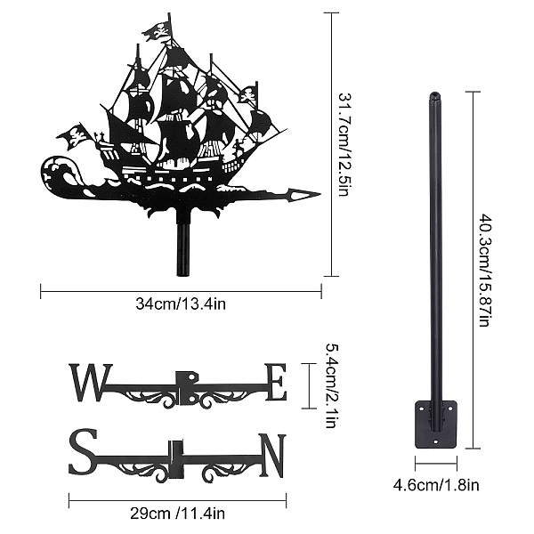 

PandaHall Iron Display Decorations, for Outdoor Garden Decoration, Sailboat, Electrophoresis Black, 2.35~40.3x1~5.4x0.1~2.2cm, Hole: 7mm...