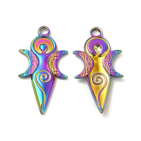 

PandaHall Ion Plating(IP) 304 Stainless Steel Pendants, Moon Goddess Charms, Rainbow Color, 31x16x2mm, Hole: 2.5mm 304 Stainless Steel...