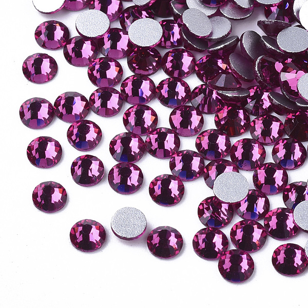 

PandaHall Glass Flat Back Rhinestone Cabochons, Back Plated, Faceted Half Round, Fuchsia, SS16, 3.8~4x1.5mm, about 1440pcs/bag Glass..., Purple