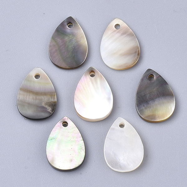 

PandaHall Black Lip Shell Pendants, Teardrop, Gray, 13x9x1~2mm, Hole: 1.2mm Black Lip Shell Teardrop Gray
