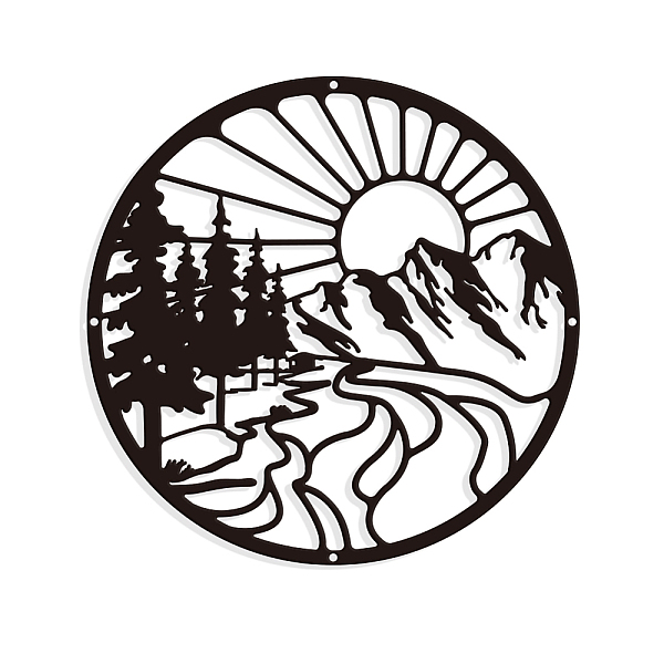 

PandaHall Mountain Scene Metal Wall Art Decor, Matte Style Wall Hanging Decor Silhouette Wall Art for Home Garden Hotel Office Wall...