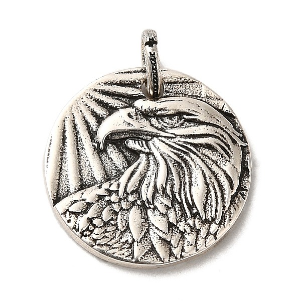 

PandaHall Brass Pendants, Long-Lasting Plated, Cadmium Free & Lead Free, Flat Round with Eagle Charm, Antique Silver, 20x2mm, Hole: 4.3x3mm...