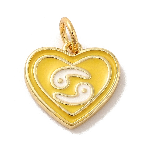 

PandaHall Real 18K Gold Plated Brass Enamel Pendants, with Jump Ring, Heart with Constellation Charm, Cancer, 12x13x1.5mm, Hole: 3.4mm...